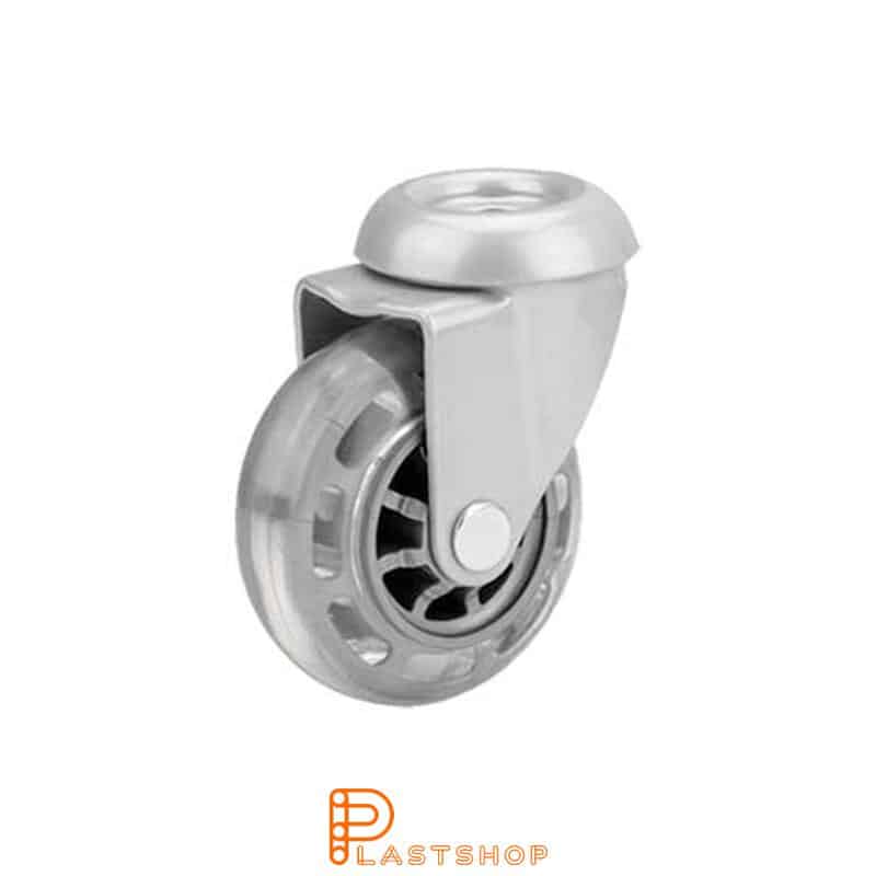 Länkhjul LC PC/PUR 50/64, 40 kg, GL, transparent bana, silverlackad bygel
