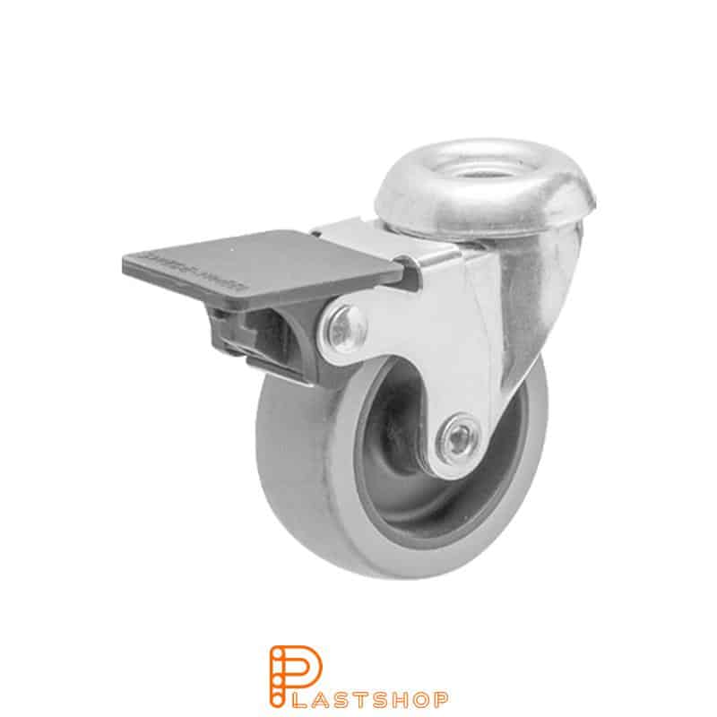 Bromsat länkhjul BC PP/TPE 50/64, 40 kg, GL, grå bana
