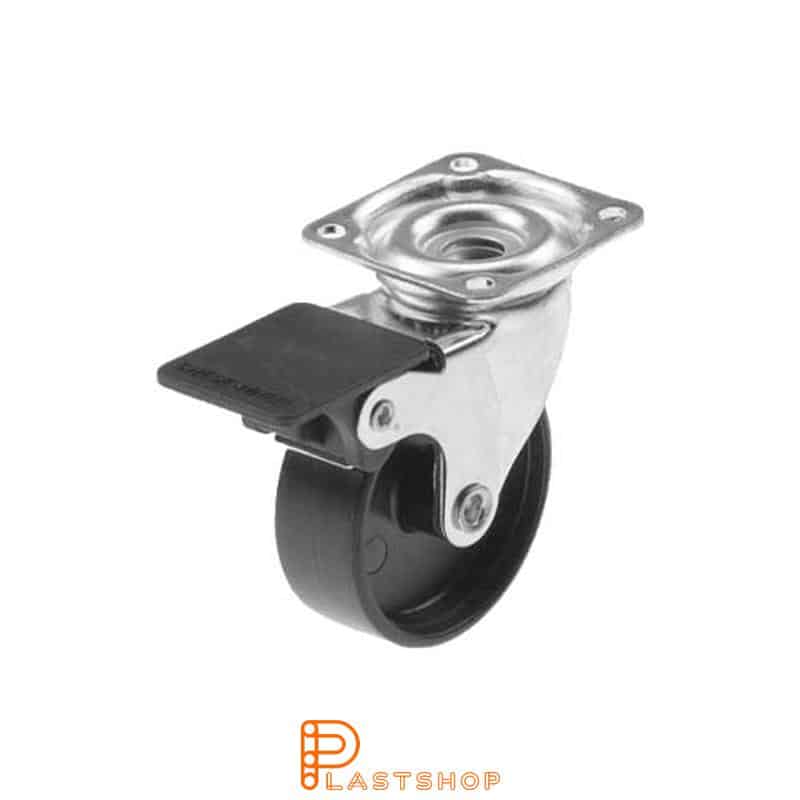 Bromsat länkhjul BP PP 50/64, 40 kg, GL, svart bana