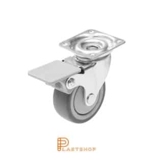 Bromsat länkhjul BP PP/TPE 50/64, 40 kg, KL, grå bana
