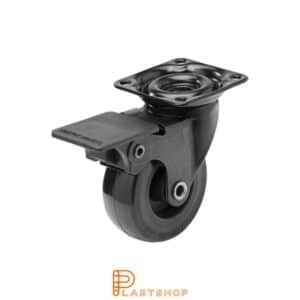 Bromsat länkhjul BP PP/PUR 50/64, 40 kg, GL, svart bana, svartlackad bygel