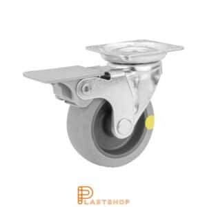 Bromsat länkhjul BP-ESD Stål/TPE 50/64, 40 kg, GL, grå bana