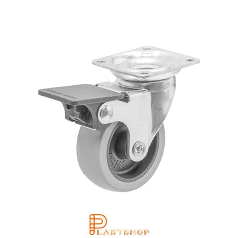 Bromsat länkhjul BP PP/TPE 50/64, 40 kg, GL, grå bana