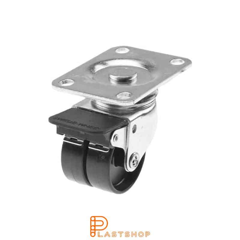 Bromsat länkhjul BP-D PA6 50/75, 70 kg, GL, svart bana