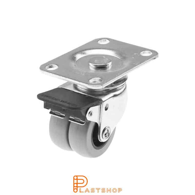 Bromsat länkhjul BP-D PP/PUR 50/74, 70 kg, GL, grå bana