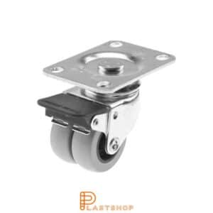 Bromsat länkhjul BP-D PP/TPE 50/74, 70 kg, GL, grå bana