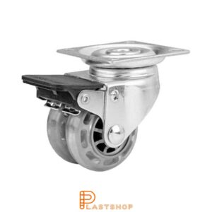 Bromsat länkhjul BP-D PC/PUR 50/70, 70 kg, GL, transparent bana