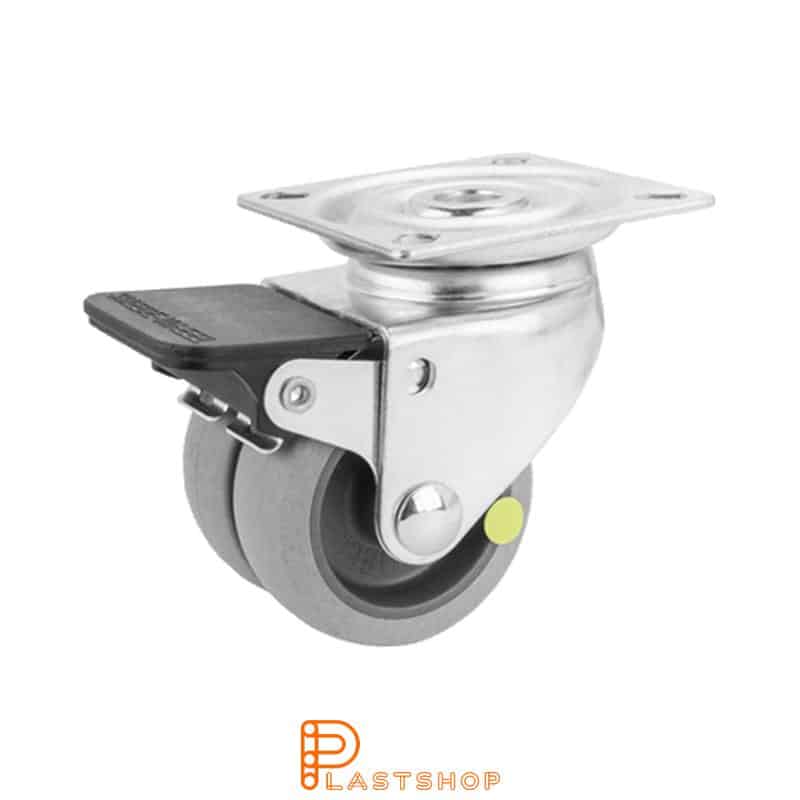 Bromsat länkhjul BP-D-ESD PP/TPE 50/70, 70 kg, GL, grå bana
