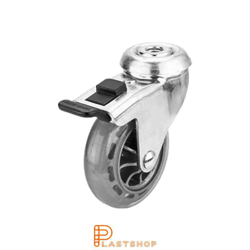 Bromsat länkhjul BC PC/PUR 75/98, 55 kg, GL, transparent bana