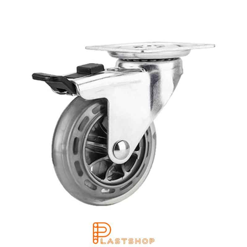 Bromsat länkhjul BP PC/PUR 75/99, 55 kg, GL, transparent bana