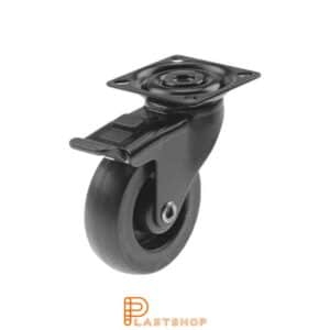 Bromsat länkhjul BP PP/PUR 75/99, 55 kg, GL, svart bana, svartlackad bygel