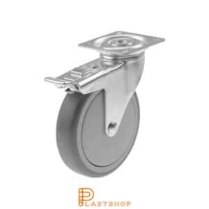 Bromsat länkhjul BP PP/TPE 100/121, 70 kg, KL, grå bana