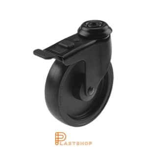 Bromsat länkhjul BC PA6/PUR 125/150, 70 kg, GL, svart bana, svartlackad bygel