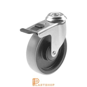 Bromsat länkhjul BC PA6/PUR 125/150, 70 kg, KL, grå bana