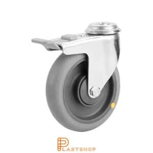 Bromsat länkhjul BC-ESD PA6/TPE 125/150, 70 kg, KL, grå bana