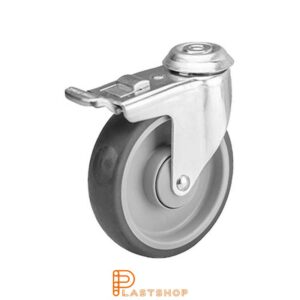 Bromsat länkhjul BC PP/TPE 125/150, 70 kg, KL, grå bana