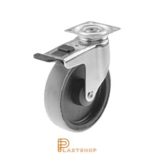 Bromsat länkhjul BP PP/PUR 125/151, 70 kg, GL, grå bana