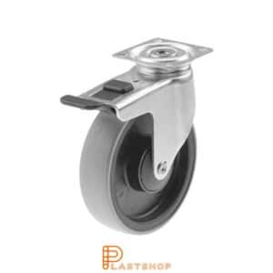 Bromsat länkhjul BP PP/PUR 125/151, 70 kg, KL, grå bana
