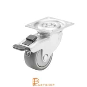 Bromsat länkhjul BP PP/TPE 50/70, 50 kg, KL, grå bana