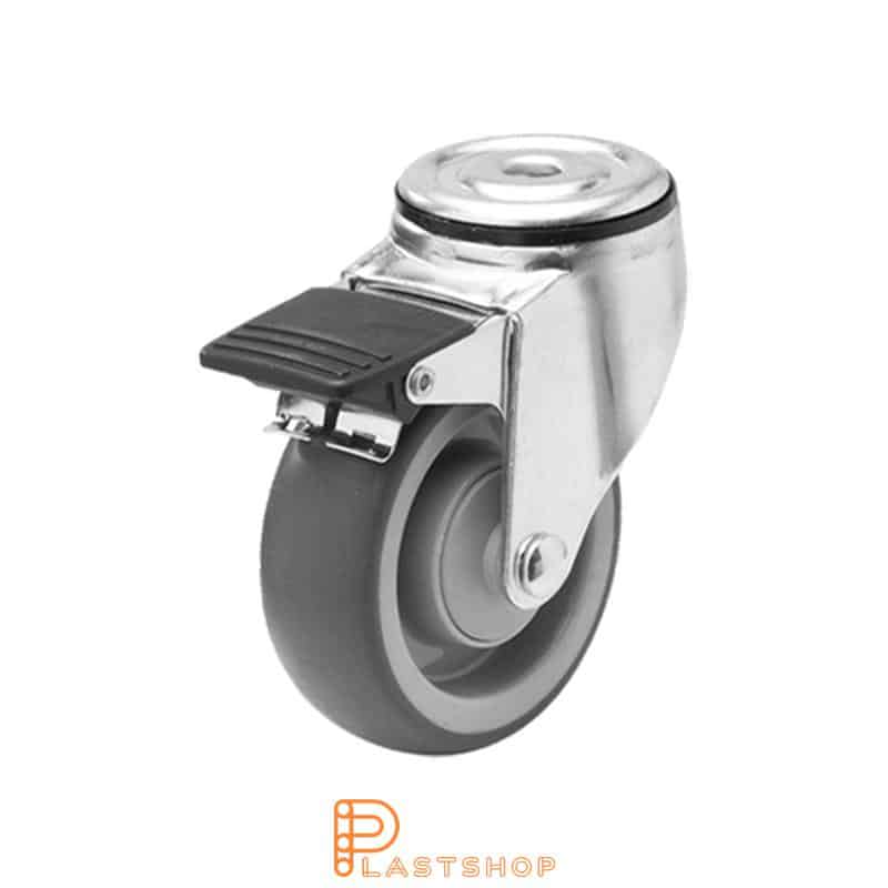 Bromsat länkhjul BC PP/TPE 100/132, 100 kg, KL, grå bana