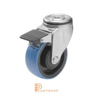 Bromsat länkhjul BC PA6/PUR 100/132, 140 kg, KL, blå bana