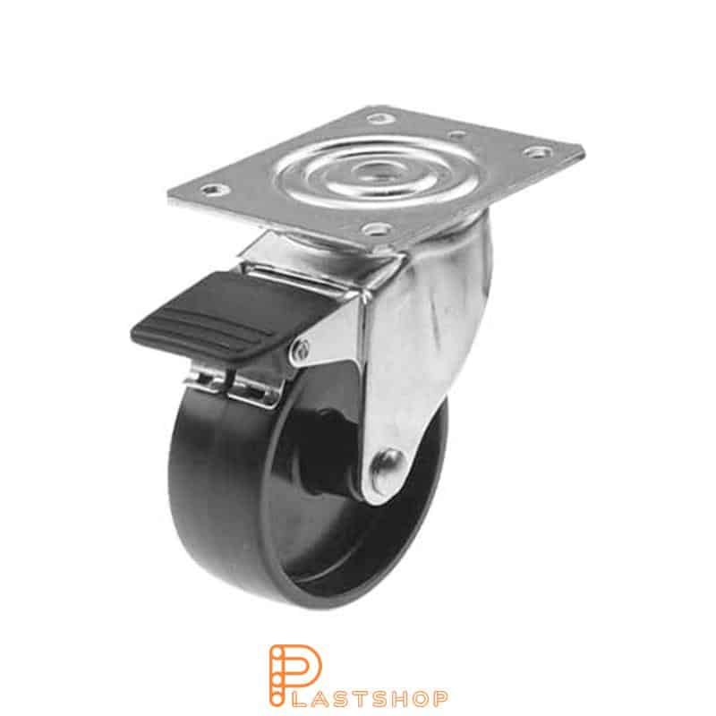 Bromsat länkhjul BP PP 100/132, 120 kg, GL, svart bana