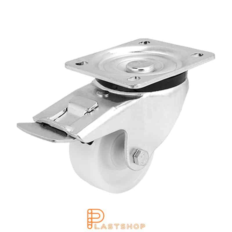 Bromsat länkhjul BP PA6 80/111, 300 kg, KL, naturfärgad bana