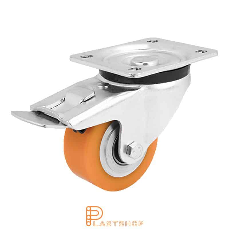 Bromsat länkhjul BP ALU/PUR 80/111, 180 kg, DKL, orange bana