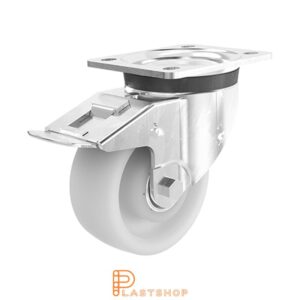 Bromsat länkhjul BP PA6 100/130, 350 kg, DKL, naturfärgad bana