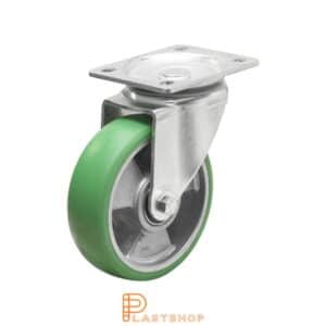 Länkhjul LP ALU/ElastoPUR 125/156, 300 kg, DKL, grön bana