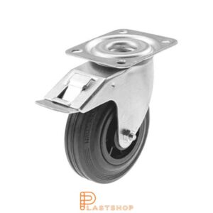 Bromsat länkhjul BP PP/Gummi 125/156, 100 kg, RL, svart bana