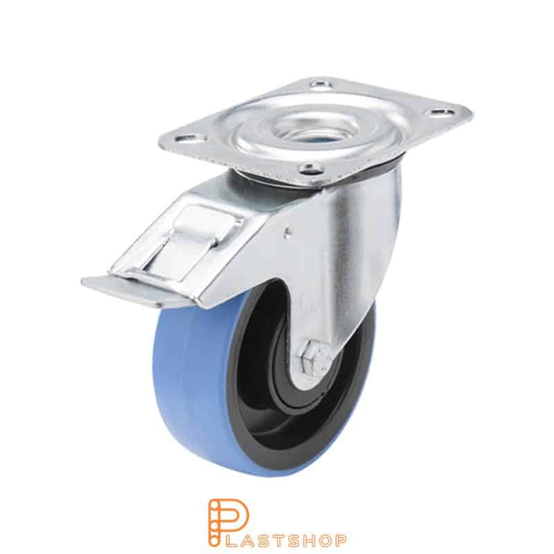 Bromsat länkhjul BP PA6/PUR 125/156, 160 kg, KL, blå bana