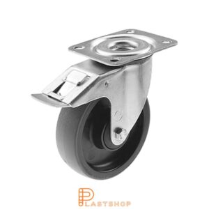 Bromsat länkhjul BP PA6/PUR 125/156, 160 kg, KL, grå bana