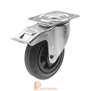 Bromsat länkhjul BP PP/Gummi 160/195, 135 kg, RL, svart bana