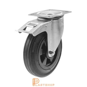 Bromsat länkhjul BP PP/Gummi 200/235, 205 kg, RL, svart bana