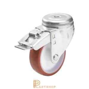 Bromsat länkhjul BC PA6/PUR 100/132, 200 kg, GL, röd bana