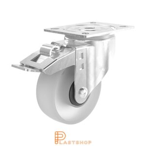Bromsat länkhjul BP PA6 100/132, 200 kg, KL, naturfärgad bana