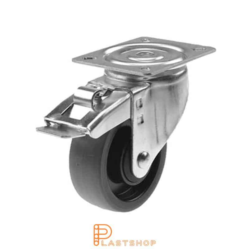 Bromsat länkhjul BP PA6/PUR 100/132, 225 kg, KL, grå bana