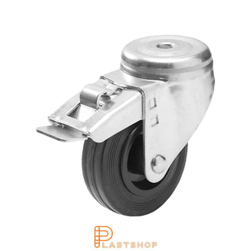Bromsat länkhjul BC PP/Gummi 125/157, 100 kg, RL, svart bana