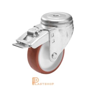 Bromsat länkhjul BC PA6/PUR 125/157, 200 kg, GL, röd bana