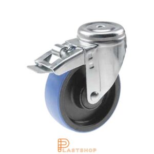 Bromsat länkhjul BC PA6/PUR 125/157, 200 kg, KL, blå bana