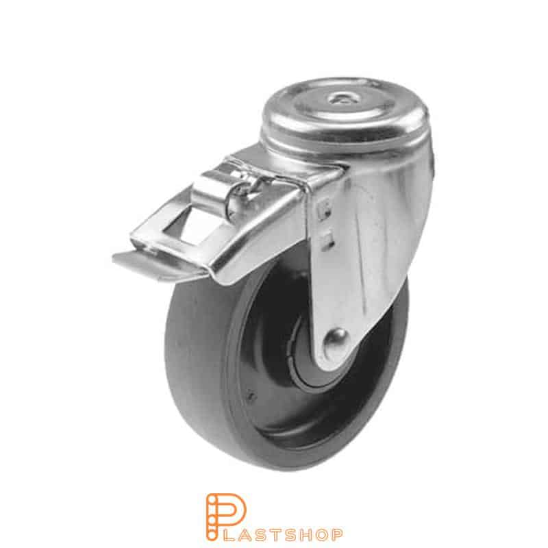 Bromsat länkhjul BC PA6/PUR 125/157, 200 kg, KL, grå bana