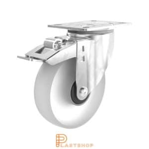 Bromsat länkhjul BP PA6 125/157, 200 kg, KL, naturfärgad bana