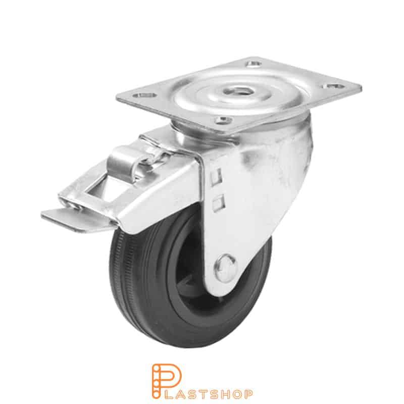 Bromsat länkhjul BP PP/Gummi 125/157, 160 kg, RL, svart bana