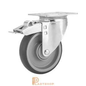 Bromsat länkhjul BP PP/TPE 125/157, 100 kg, KL, grå bana