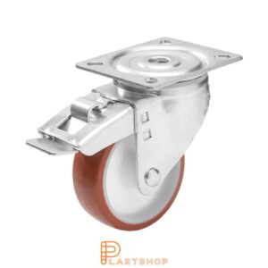 Bromsat länkhjul BP PA6/PUR 125/157, 200 kg, GL, röd bana