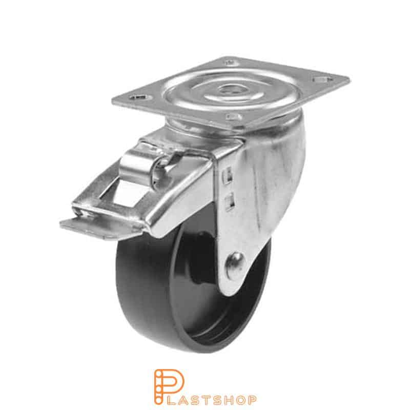 Bromsat länkhjul BP PP 125/157, 160 kg, GL, svart bana