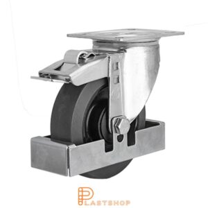 Bromsat länkhjul BP PA6/ElastoGum 125/157, 225 kg, KL, grå bana