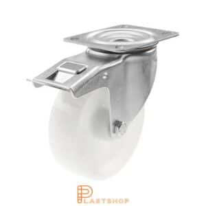 Bromsat länkhjul BP PA6 160/195, 350 kg, RL, naturfärgad bana