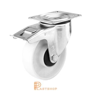 Bromsat länkhjul BP PA6 160/195, 300 kg, DKL, naturfärgad bana